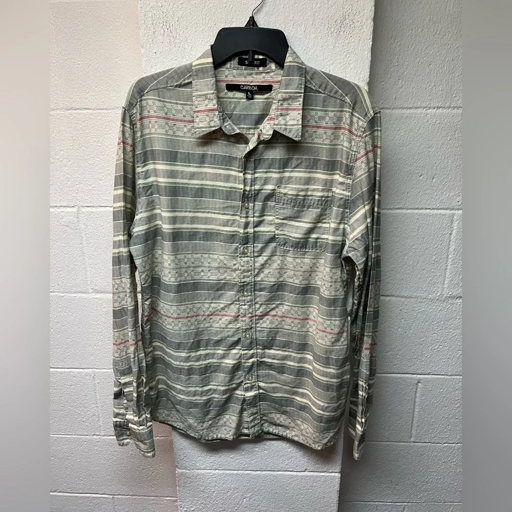 Carbon Multicolor Striped Slim Fit Shirt Large - Picture 1 of 5